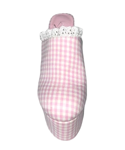 Y R U STARDUST CLOG - PINK GINGHAM Platforms