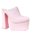 Y R U STARDUST CLOG - PINK GINGHAM Platforms