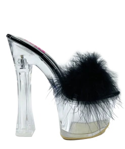 Ocho Toros CANDY FUR - BLACK/CLEAR Platforms