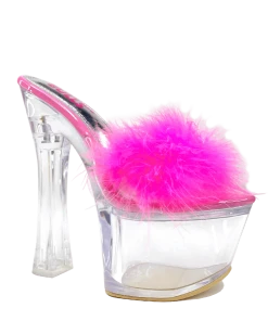 Ocho Toros Platforms CANDY FUR - HOT PINK/CLEAR