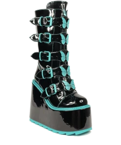 Y R U Platforms DUNE BUTTERFLY - BLACK TEAL