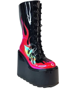 Y R U Platforms Dune Lace Up Flame - Black / Red