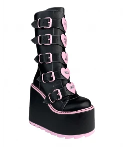 Y R U DUNE HEART - BLACK/PINK Platforms