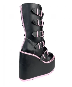 Y R U DUNE HEART - BLACK/PINK Platforms
