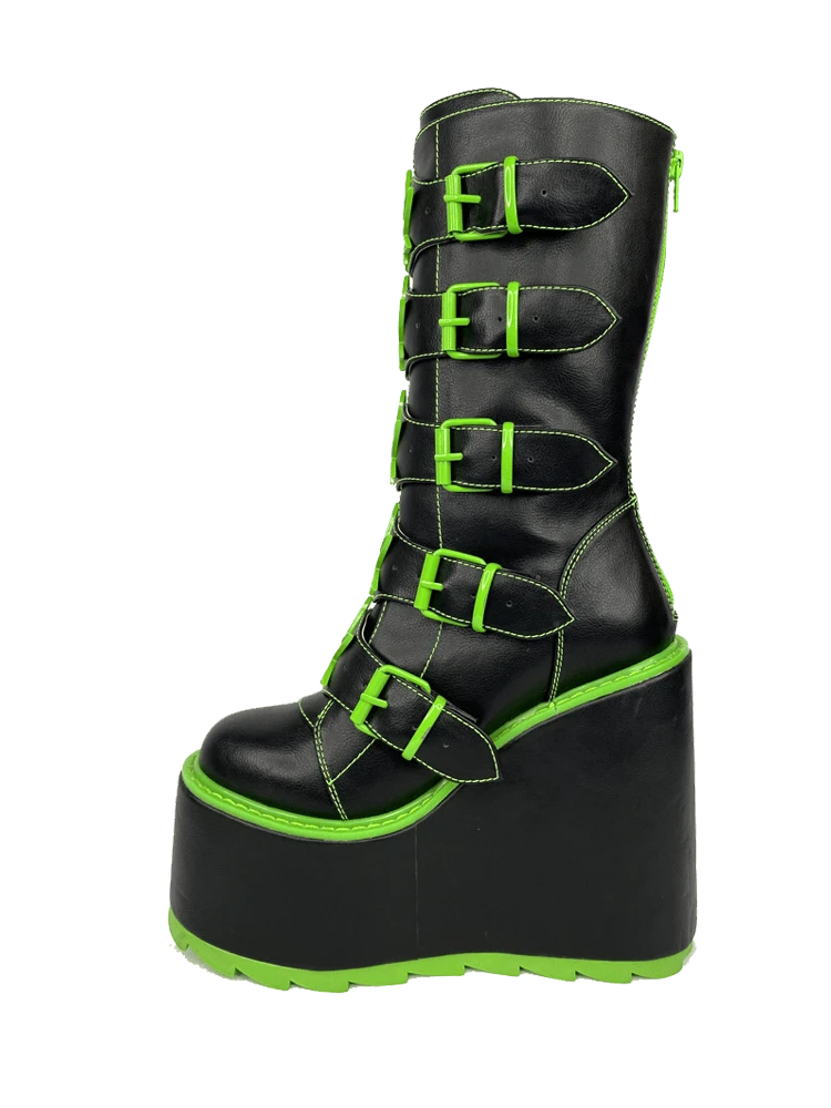 Y R U DUNE W33D- BLACK/GREEN Platforms 6 Y R U DUNE W33D- BLACK/GREEN Platforms