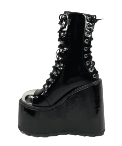 FAN ALL FLAMES Platforms HEAVY METAL BOOT - BLACK 10 FAN ALL FLAMES Platforms HEAVY METAL BOOT - BLACK