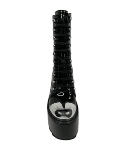 FAN ALL FLAMES Platforms HEAVY METAL BOOT - BLACK 9 FAN ALL FLAMES Platforms HEAVY METAL BOOT - BLACK