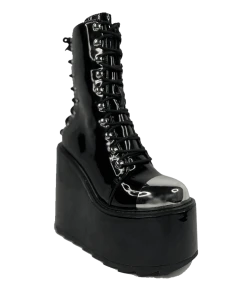 FAN ALL FLAMES Platforms HEAVY METAL BOOT - BLACK