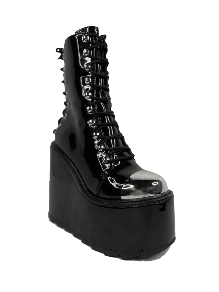 FAN ALL FLAMES Platforms HEAVY METAL BOOT - BLACK 4 FAN ALL FLAMES Platforms HEAVY METAL BOOT - BLACK