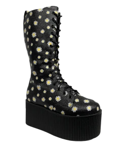Y R U KAOS HI - BLACK DAISY Platforms