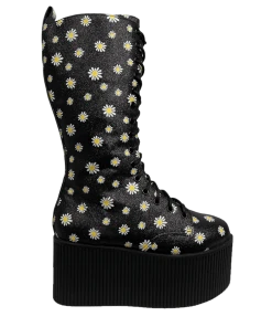 Y R U KAOS HI - BLACK DAISY Platforms