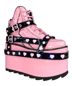 Y R U QOZMO BNDG HEART - PINK HOLOGRAM/BLACK Platforms