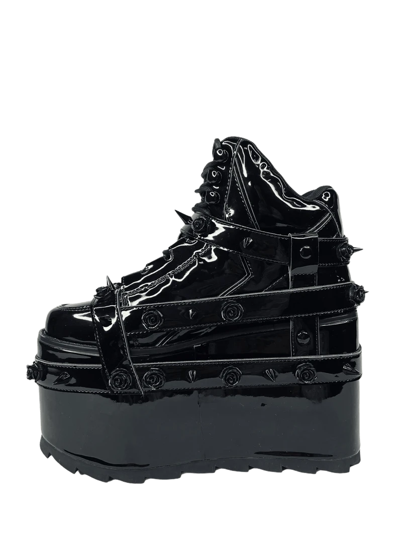 Y R U Platforms QOZMO BNDG ROSE - BLACK PATENT 6 Y R U Platforms QOZMO BNDG ROSE - BLACK PATENT