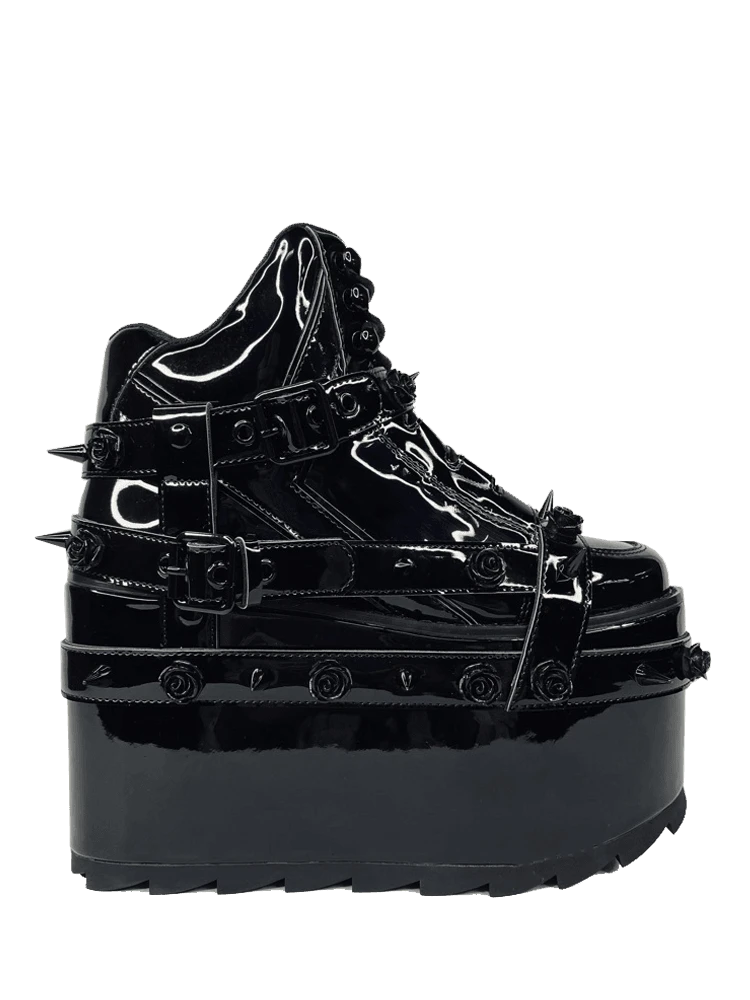Y R U Platforms QOZMO BNDG ROSE - BLACK PATENT 4 Y R U Platforms QOZMO BNDG ROSE - BLACK PATENT
