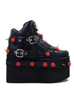 Y R U QOZMO BNDG ROSE - BLACK/RED Platforms