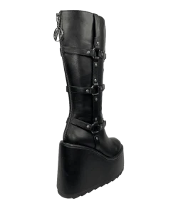 FAN ALL FLAMES STOMP O-RING BOOT - BLACK Platforms