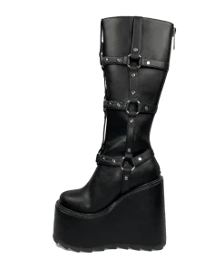 FAN ALL FLAMES STOMP O-RING BOOT - BLACK Platforms